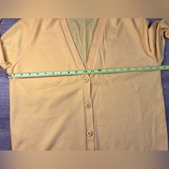 Tory Burch Sweater Cardigan Yellow Large Wool - Picture 7 of 9